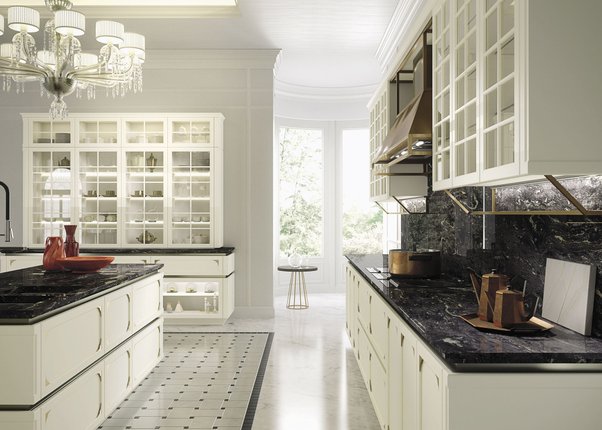 Snaidero Kelly bronze hood and glass wall units